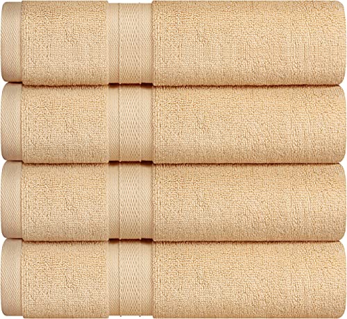 Image of Towel and Linen Mart 4 Pieces Bath Towel Sets - Beige - Soft Feel Luxurious,Quick Dry, Extra Absorbent, 100% Ring Spun Cotton 600 GSM (27 x 54)