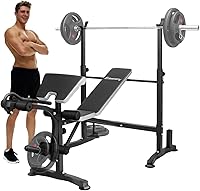 Vista 7 de Edostory Banco de pesas olímpico ajustable, equipo de entrenamiento para ejercicios en casa, banco de prensa con curl de predicador, desarrollador