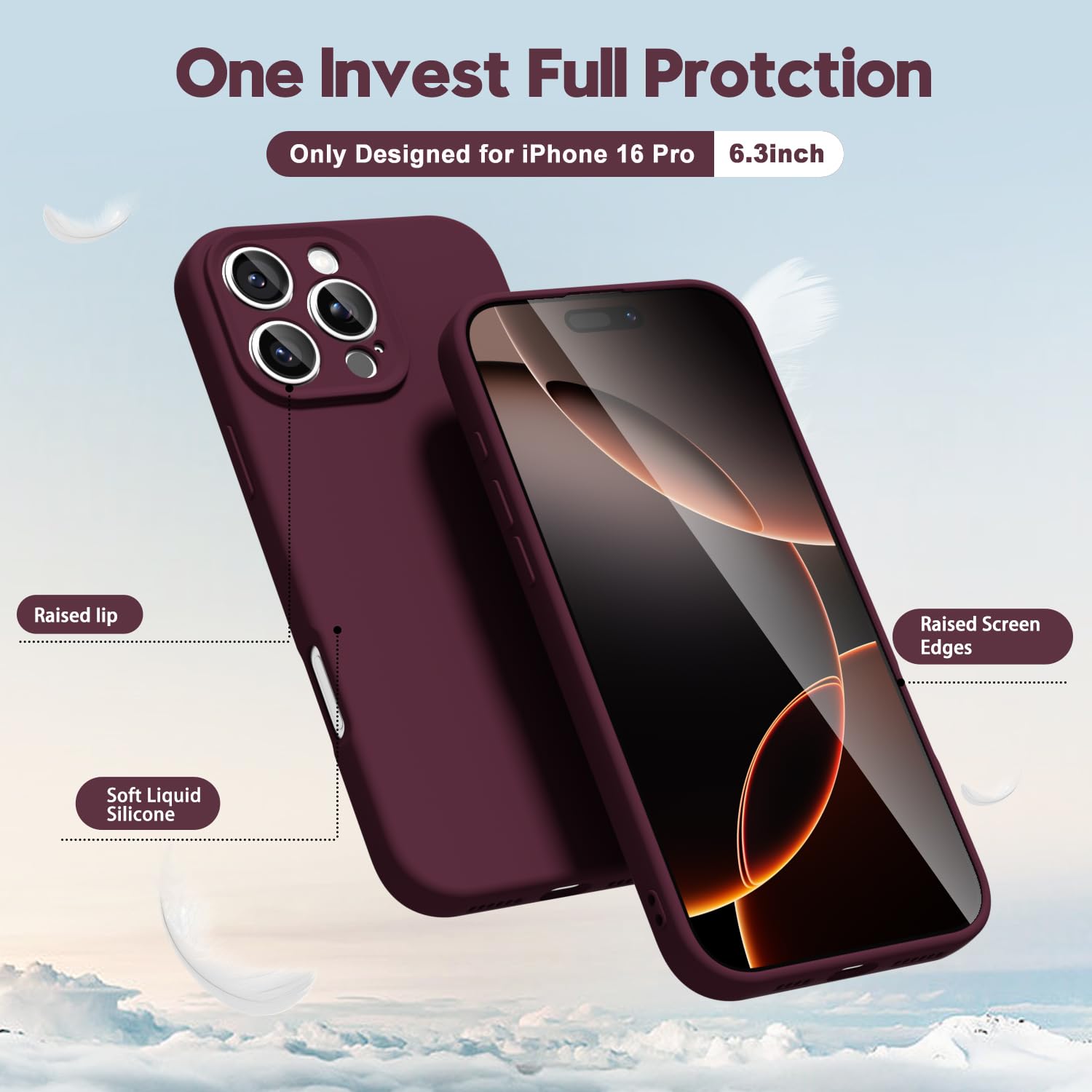 oakxco for iPhone 17 Pro Max Phone Case Liquid Silicone, Cute Thin Slim Grip Soft Rubber Gel for Women Men, Smooth Matte TPU Plain Solid Color Girly Simple Case with Camera Cover, Light Pink — view 982