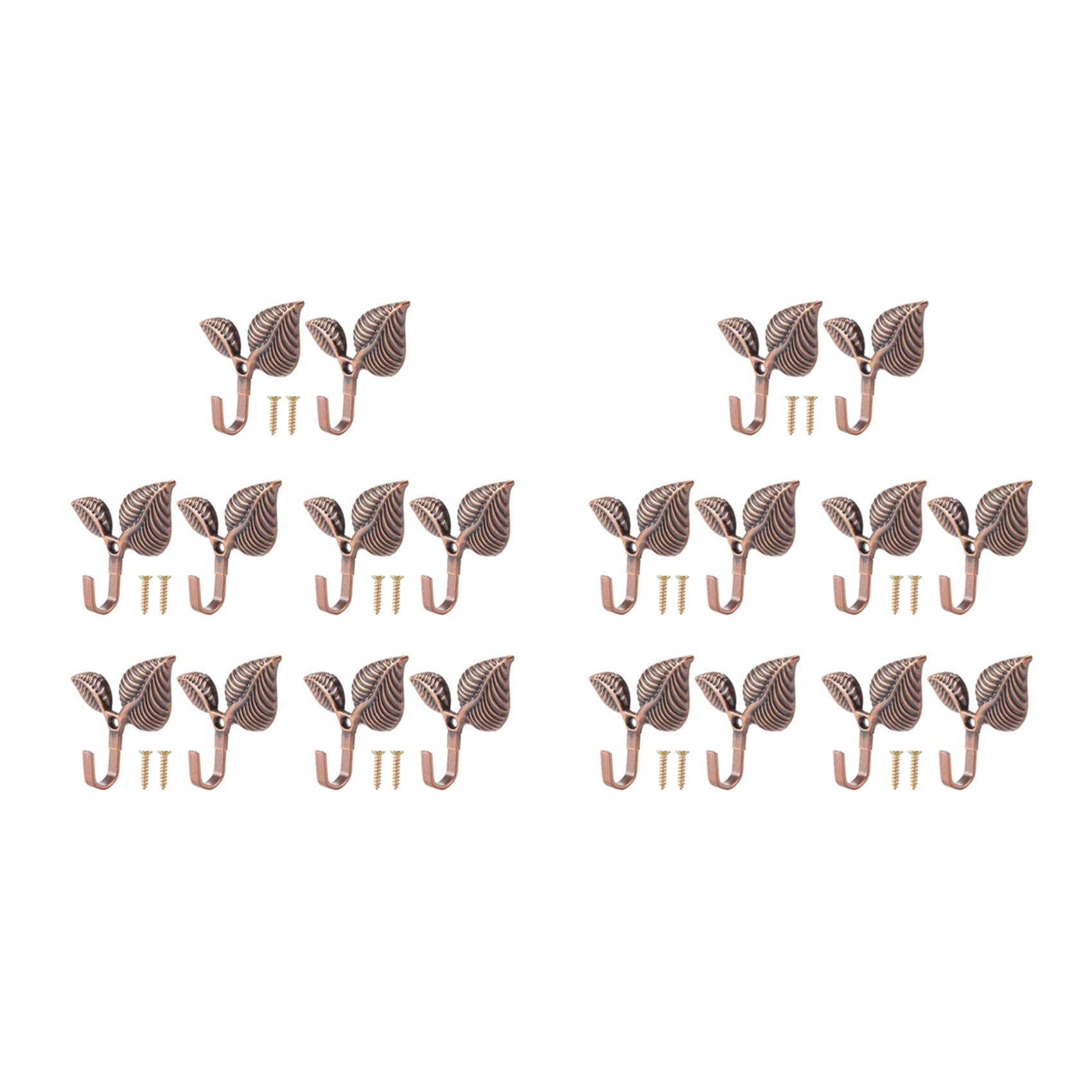 Vjsujehgy 20 X Iron Leaf Shaped Curtain Tie Backs Holders Wall Hooks Home Decor, Red Bronze