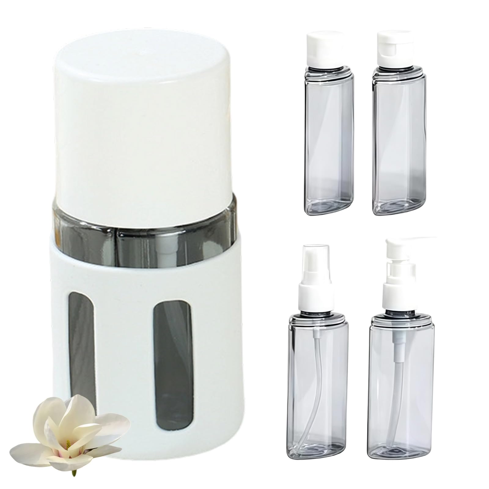 mondpfote 4 in 1 Travel Dispenser Bottle-Refillable Leakproof Rotatable Travel Dispenser Bottle,Four in One Travel Bottles for Toiletries,Portable Travel Toiletry Container for Airport (B,Round)