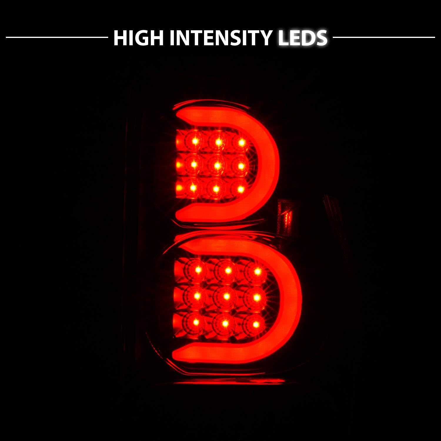 AmeriLite for 2002-2009 Chevy Trailblazer/EXT Clear Black C-Type LED Tube Tail Lights Brake Lamps Pair - Driver and Passenger Side