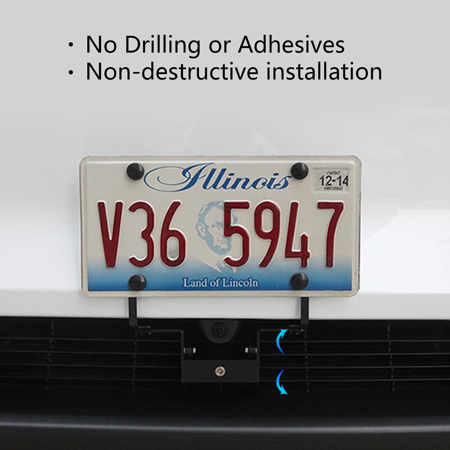 Lockable No Drill Front License Plate Holder for Model Y Juniper 2025 (Does No Block The Camera) License Plate Mount Kit with Anti-Theft Design for Tesla Model Y Juniper Accessories.
