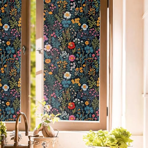 Vinilo decorativo para ventana negro multicolor 15.7x118 pulgadas