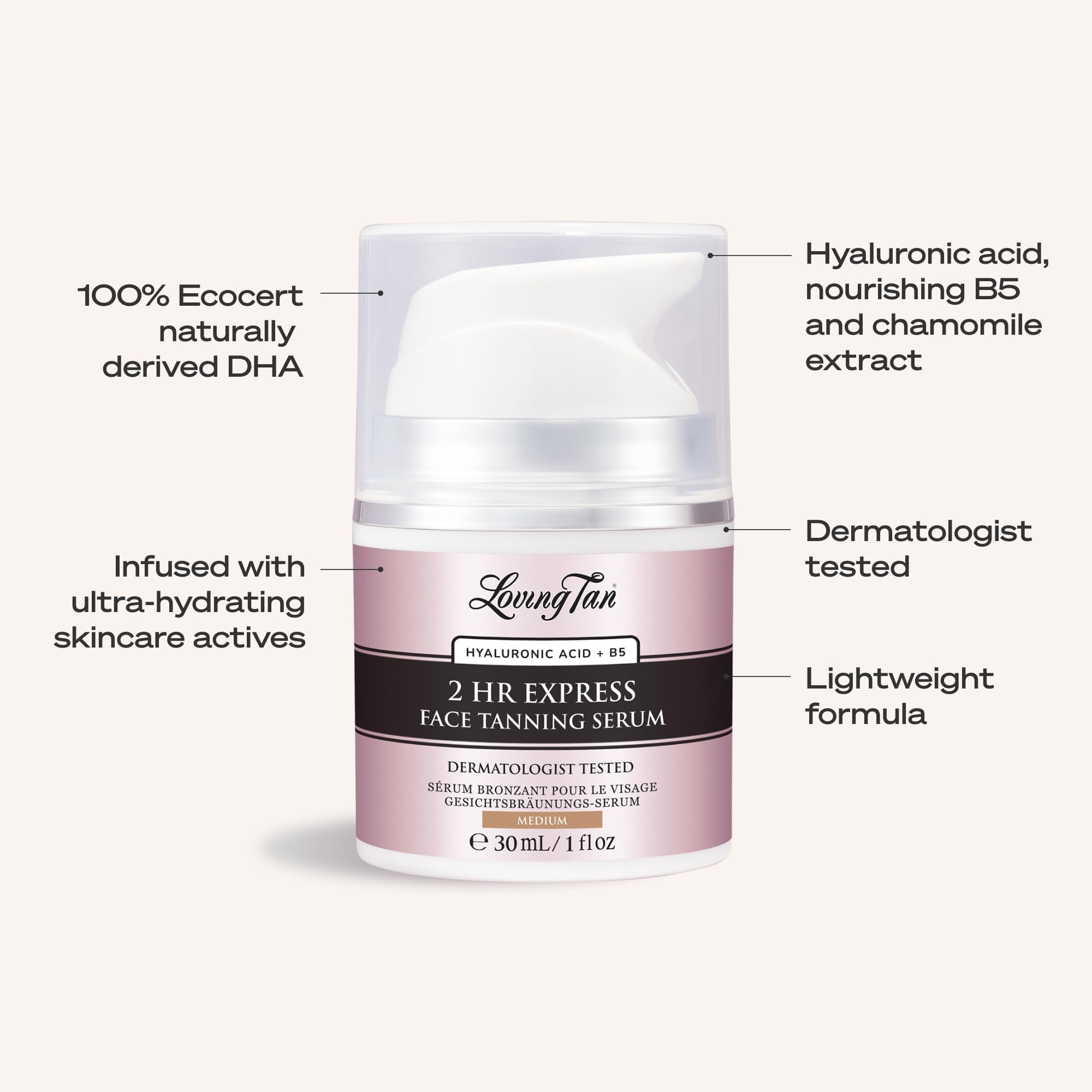 Loving Tan 2 HR Express Face Tanning Serum – Hydrating Sunless Self Tanner