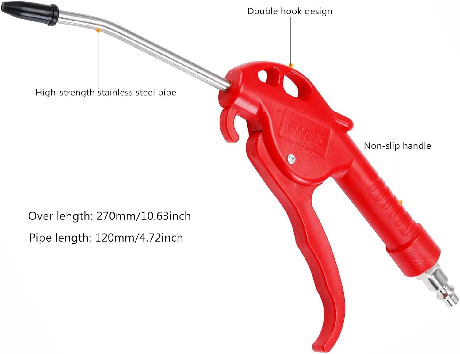 Air Blow Gun,High Flow Air Blower Gun for Compressor with Angled Bent Nozzle