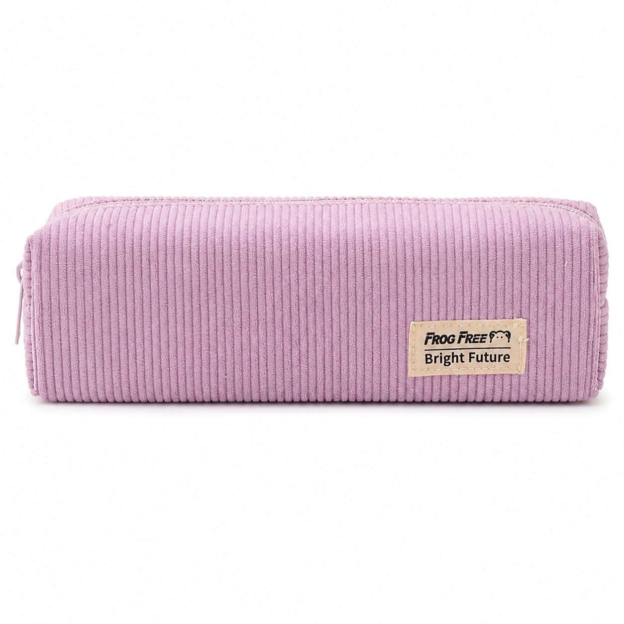 JILLICK Light Pink Corduroy Pencil Case with Metal Zip for Stationery Makeup Essentials - Soft Durable Rectangular Wash Bag Organiser School Travel Women Girls Washable Pouch Gift