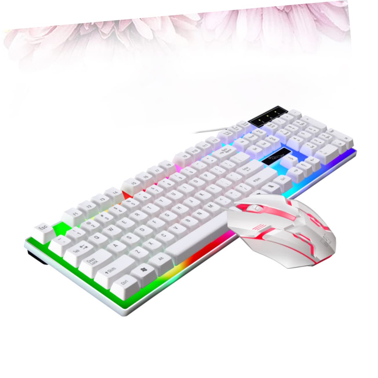 TEHAUX Tastiera e Mouse da Gioco Mouse USB Ergonomico Cablati Set Retroilluminazione LED Colorata Accessori per Computer Design Anti-versamento per PC da Gaming per Gamer