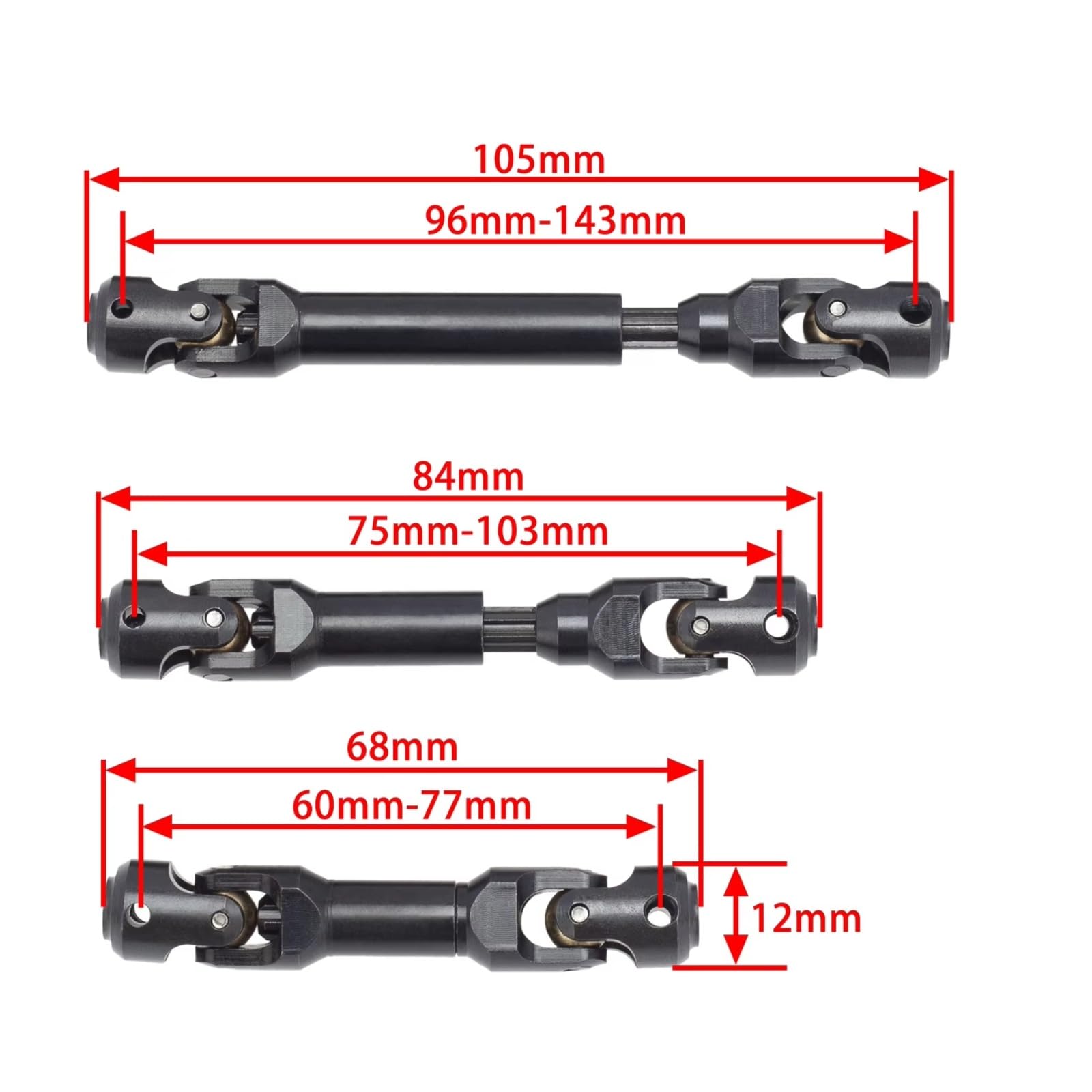 Compatibile Con TRAXXAS Per TRX6 G63 6X6 1/10 RC Crawler Car Upgrade Parts Accessori 3 Pezzi Albero Di Trasmissione CVD In Metallo Albero di Trasmissione RC