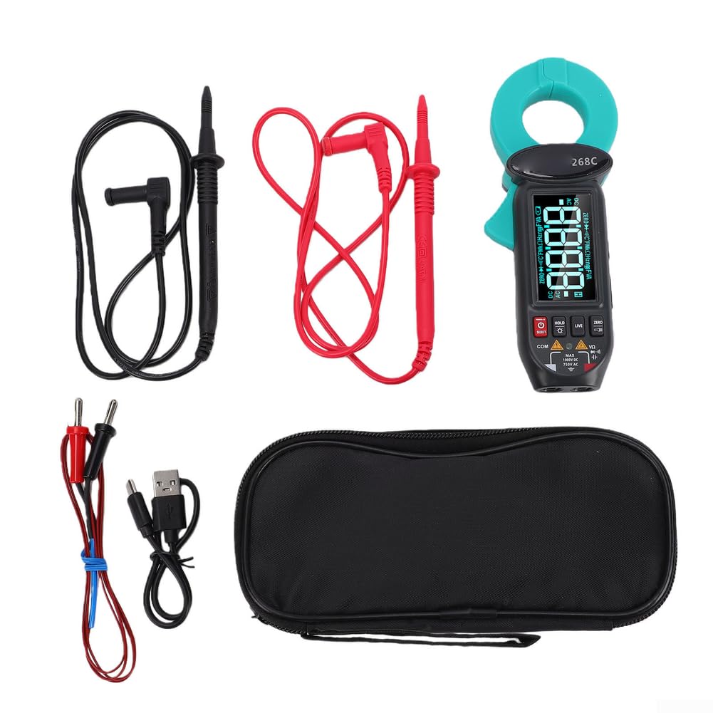 268c True Rms Clamp Meter 5999 Conteggi Tester Corrente di Perdita AC Display Rotabile Tipo c Multimetro Ricaricabile Per Diagnosi Di Guasto Elettrico Con Retroilluminazione E Compatto 22mm Jaw Colore