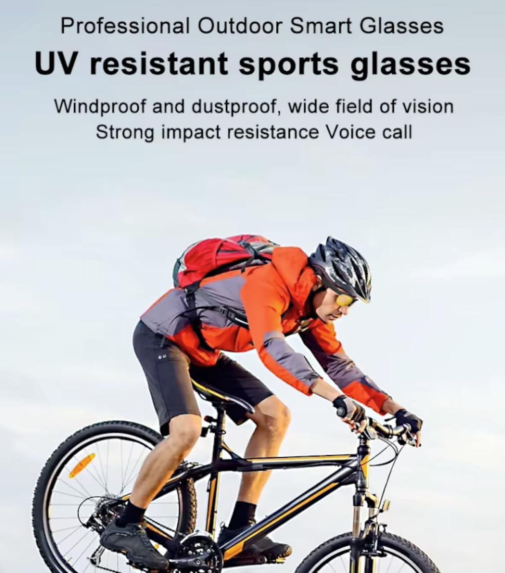 Novedades Gafas de sol Unisex Bluetooth Audio Gafas inteligentes con reproducción de música, asistente de voz y llamadas telefónicas, Negro , 145