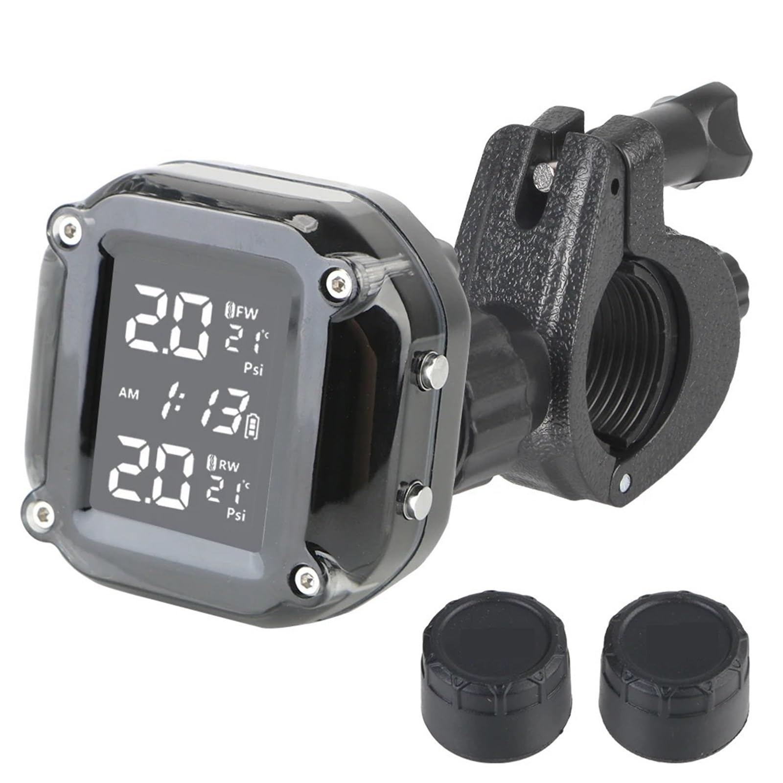 Monitor ciśnienia w oponach System alarmowy monitorowania ciśnienia w oponach motocyklowych TPMS Wyświetlacz LCD z 2 czujnikami zewnętrznymi Bezprzewodowy Cyfrowy miernik ciśnienia w oponach