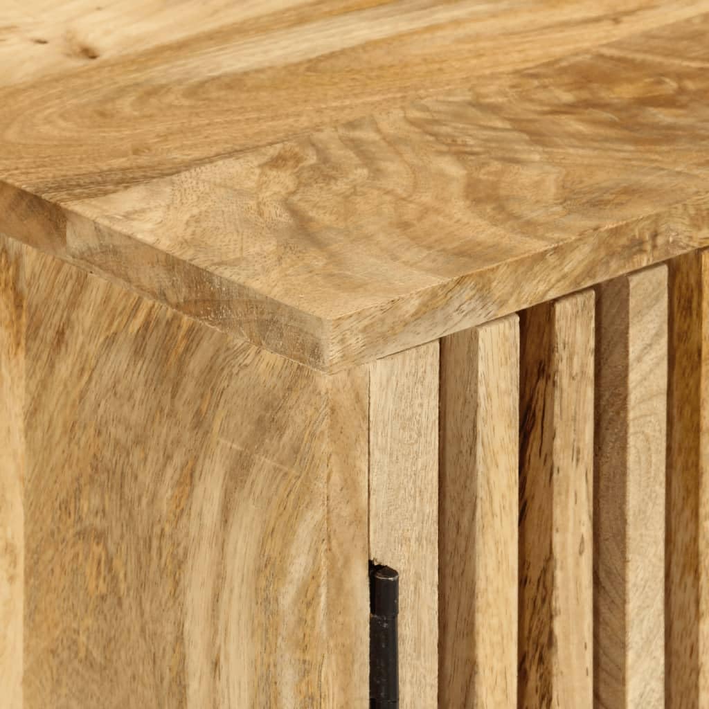 Buffet en bois de manguier massif avec 2 portes, dimensions 55 cm de large, 35 cm de profondeur et 70 cm de haut, design classique avec beaucoup d'espace de rangement