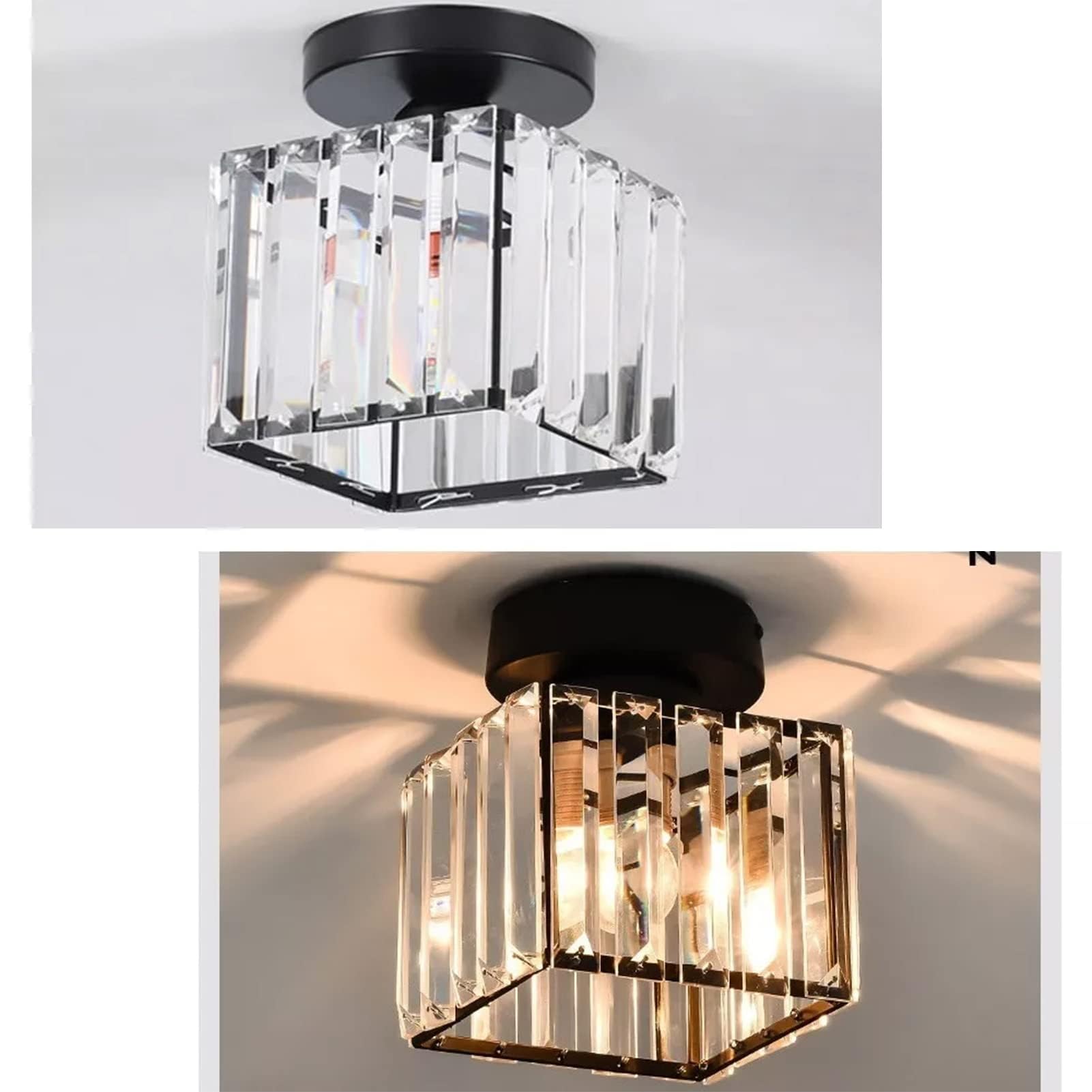 Cyrank Crystal Semi Flush Mount Ceiling Light, Crystal Ceiling Light Fixture, Modern Chandelier Hallway Light Fixtures Ceiling Flush Mount Light Fixtures for Home(#2)