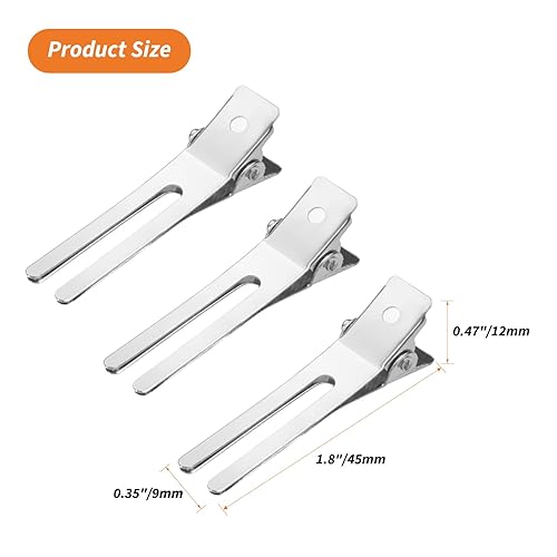 Miniatura 3 de Gingbiss - 60 pinzas de doble punta, pinzas de pelo de pato de 1.8 pulgadas para corte de peinado, pinzas de pelo de cocodrilo con caja de