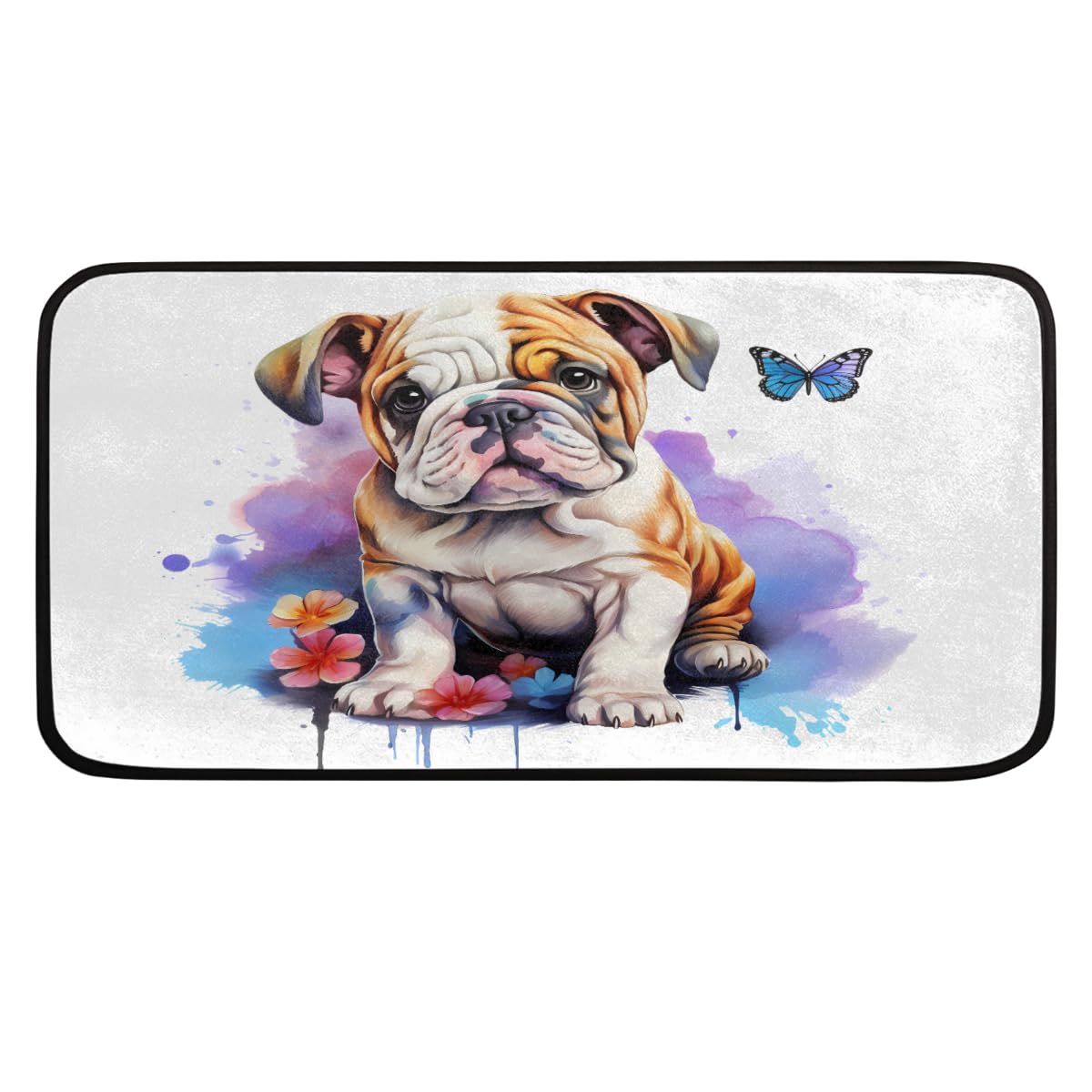 Tapis de sol antidérapant et absorbant motif bouledogue