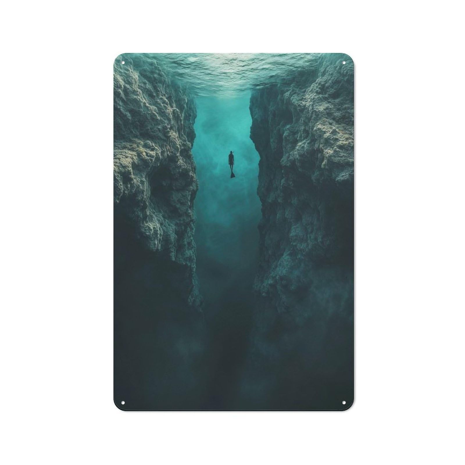 Junmoney Thalassophobia Underwater Diver Between Cliff S Vintage Metal Wall Decor 30X20cm, Vintage Tin Sign For Bakery, Diner, Cafe Or Family Room