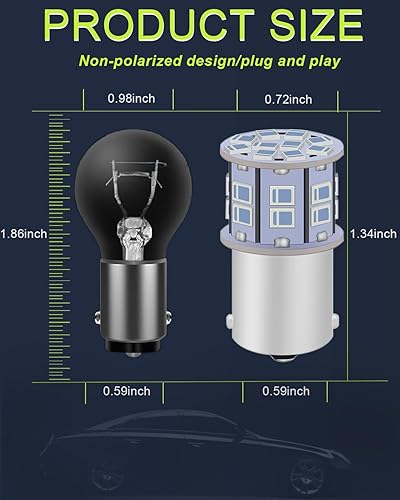 Miniatura 3 de Bombilla LED 1156 roja 1000 lúmenes 12V-24V extremadamente brillante 7506 1141 BA15S 1003 Luz LED para luces de frenotraseras, luces intermitentes,