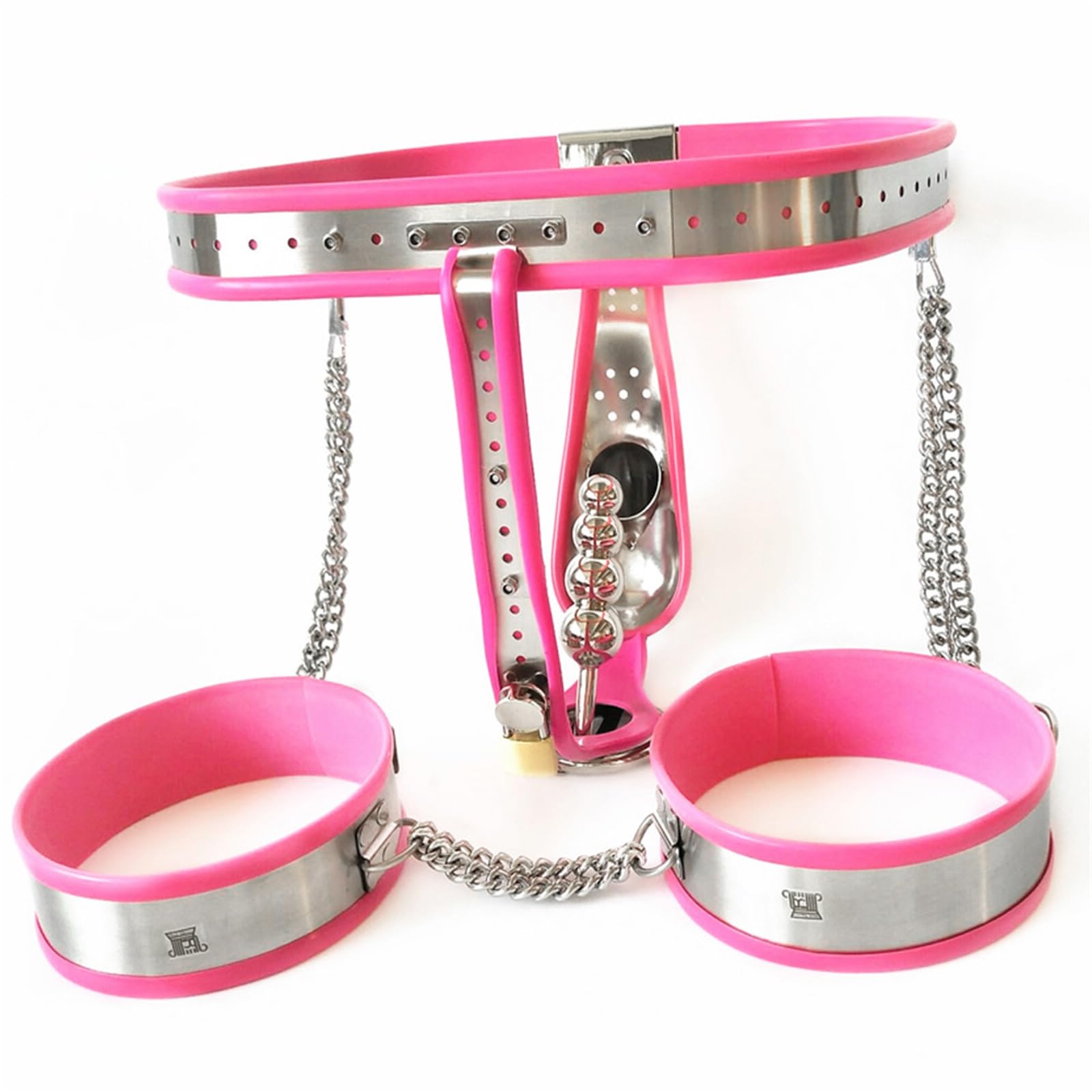 Ceinture de chasteté BDSM for hommes avec plug anal, colliers de bondage for les jambes, cage à pénis en acier inoxydable BDSM, dispositif de chasteté for hommes et couples(90cm-100cm)