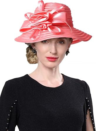 Womens Wedding Bridal Derby Fascinators-Floral Cloche,Bowler&Wide Brim Kentucky Hats for Church,Party&Horse Races