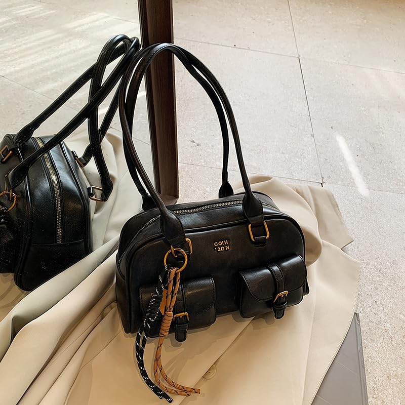 Women Cordury Underarm Bag Vintage Style Retro Top Handle Bag Casual Double Front Pocket Handbag Tote Bag for Shopping Travel2