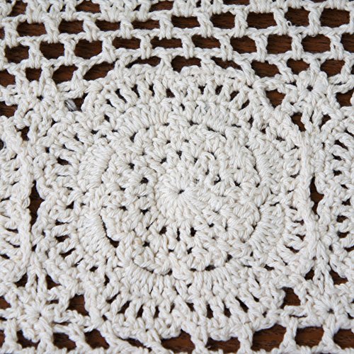 image for USTIDE Floral Hand Crochet Table Runner White Lace Table Doilies Cotto