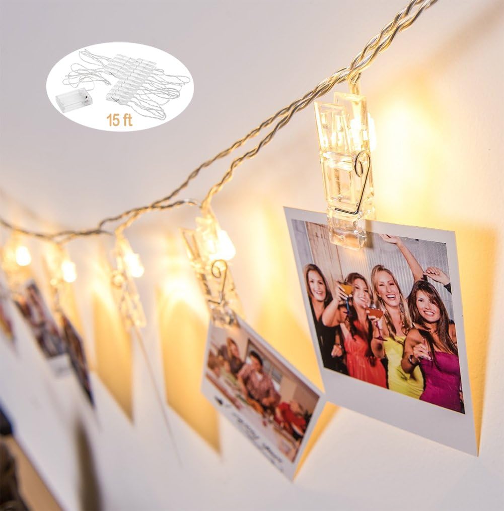16 LED String Lights Photo Clips Waterproof Decorative