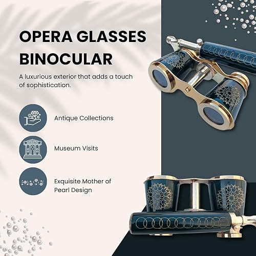 Miniatura 3 de Binoculares de ópera, prismáticos de latón, estilo vintage, lentes de ópera con aumento 3X y óptica transparente para adultos, niños, mujeres,