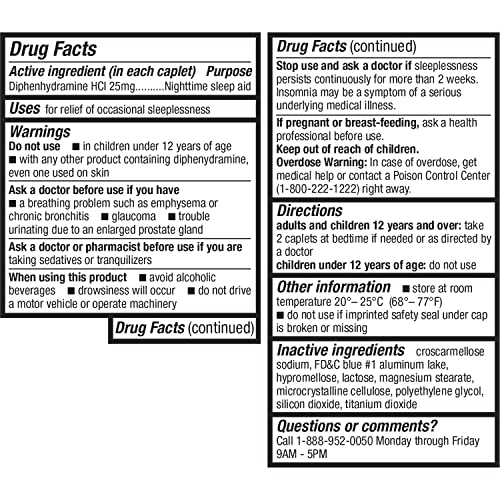 healtha2z sleep aid 200 caplets  diphenhydramine hcl 25mg  regular strength sleeping pills  safe amp non-habit-forming