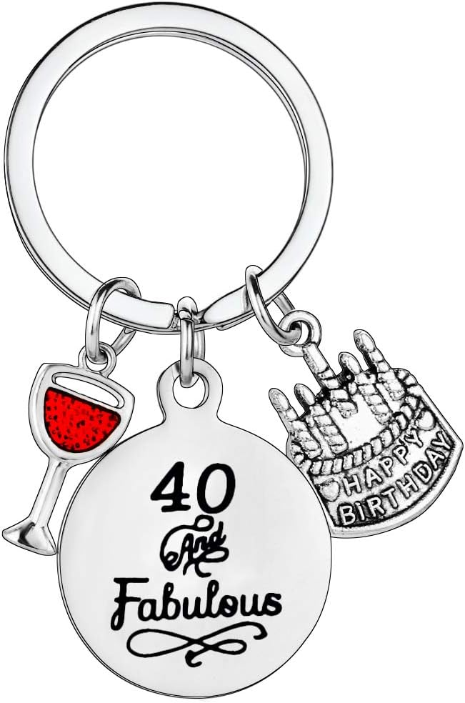MADHAHEFU Birthday Gifts Live Laugh Love Birthday Keychains for Women Girls Inspirational Gifts for Friends Female (40th Birthday)