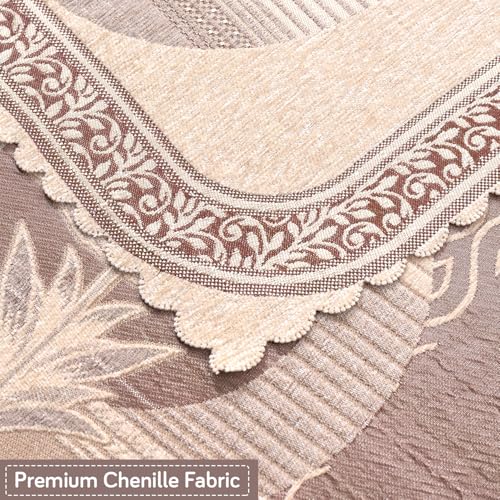 Image of HOKIPO Noor Beige Premium Chenille Jacquard Sofa Cover for 3 Seater for Seat & Back, 'Royal Aangan Series' (IN-1008-L4*2)
