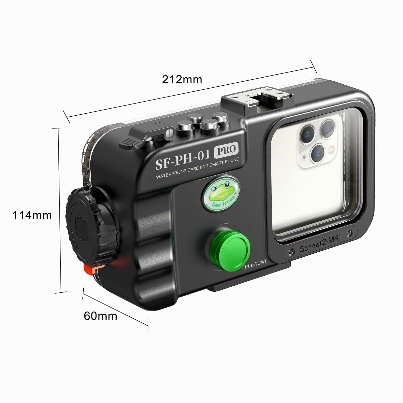 Seafrogs Sf-Ph-01 Pro Professional Diving Telephip [40M/130Ft] Alcicultor Impermeable para El Teléfono Celular Y iPhone De Andriod, Tamaño De La Ventana De Lente 68 Mmx68 Mm