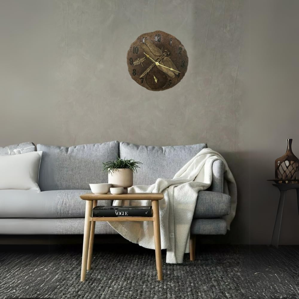 garden mile Reloj de Pared de libélula rústica Vintage Cocina, salón, jardín o terraza, con termómetro de Pared Moderno