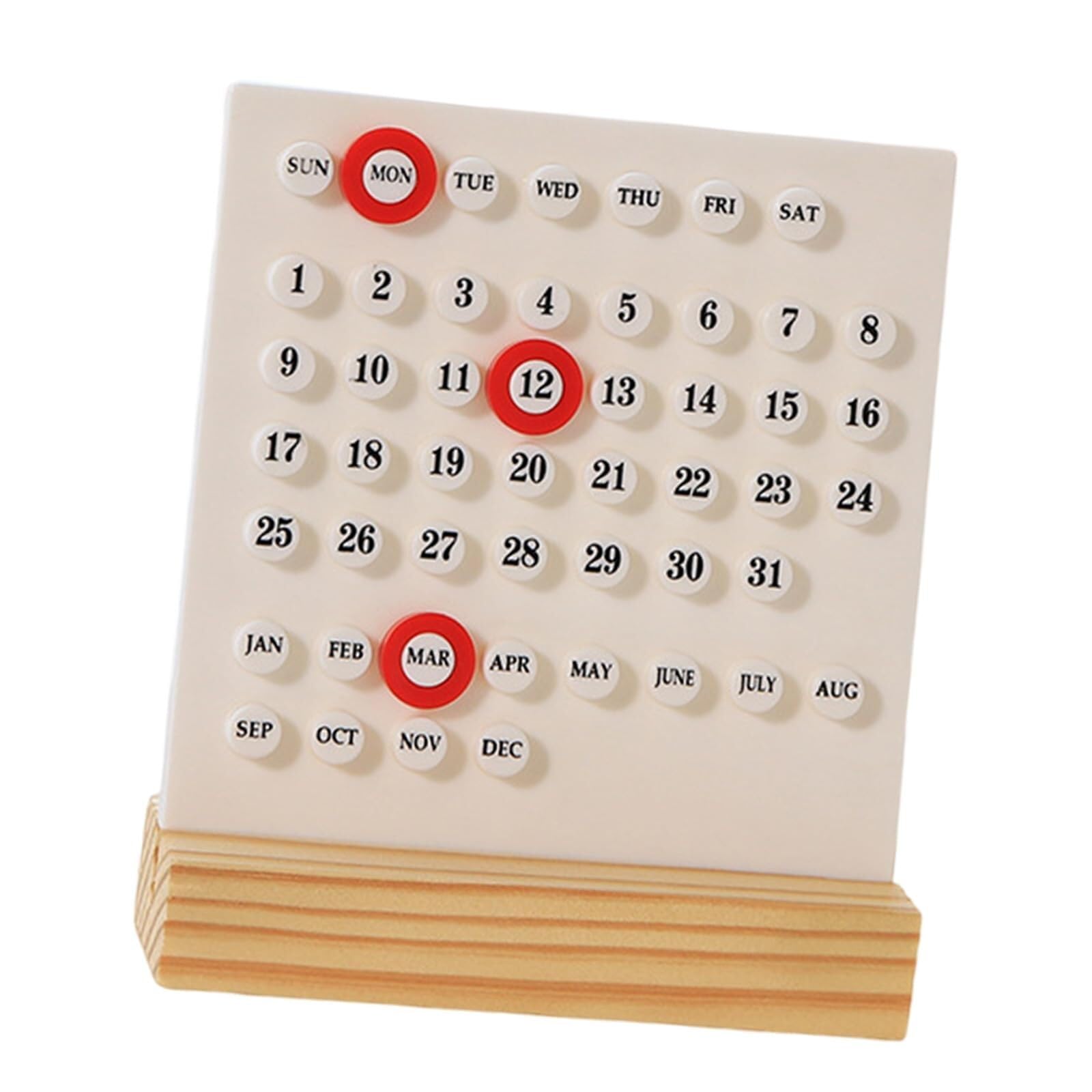 Tischkalender mit Holzblock und 3 Ringen zur Datumsaufzeichnung für das Homeoffice
