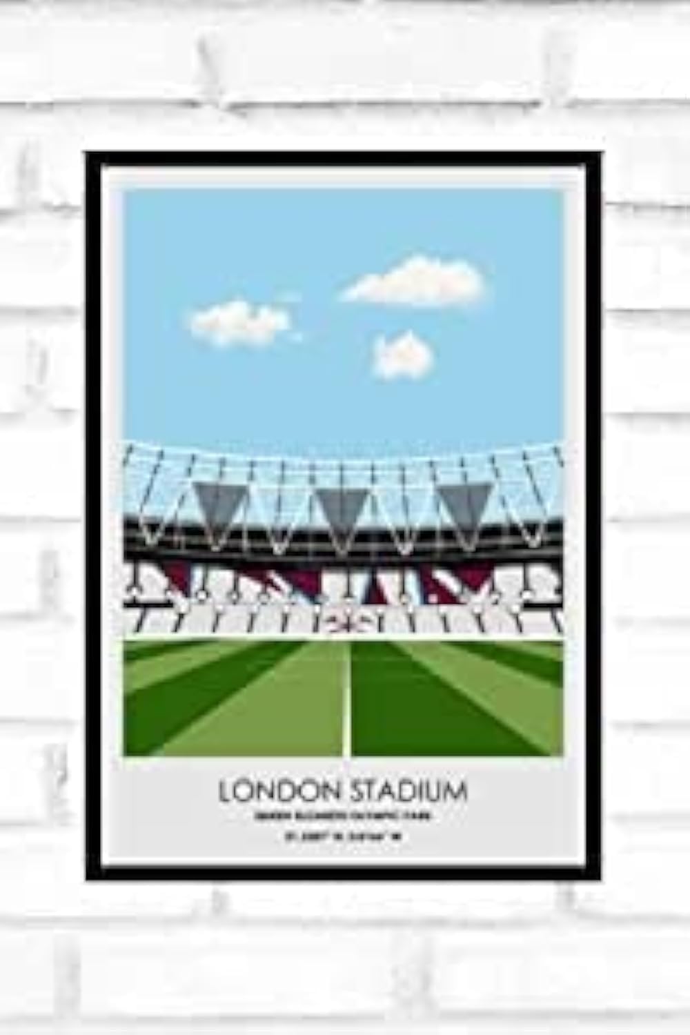 Hewson's Gifts West Ham A3 (London Stadium) Football Stadium Print - Gift Present For Football (West Ham A3 (London Stadium)) Small
