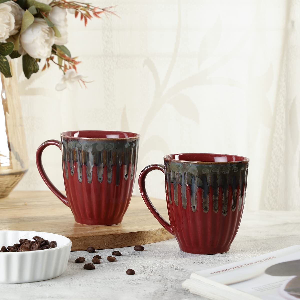 VarEesha The Mug Shot Maroon Grey Drip Ceramic Coffee Mugs Set of 2 (B0B3XHN4ZN) Amazon Price History, Amazon Price Tracker