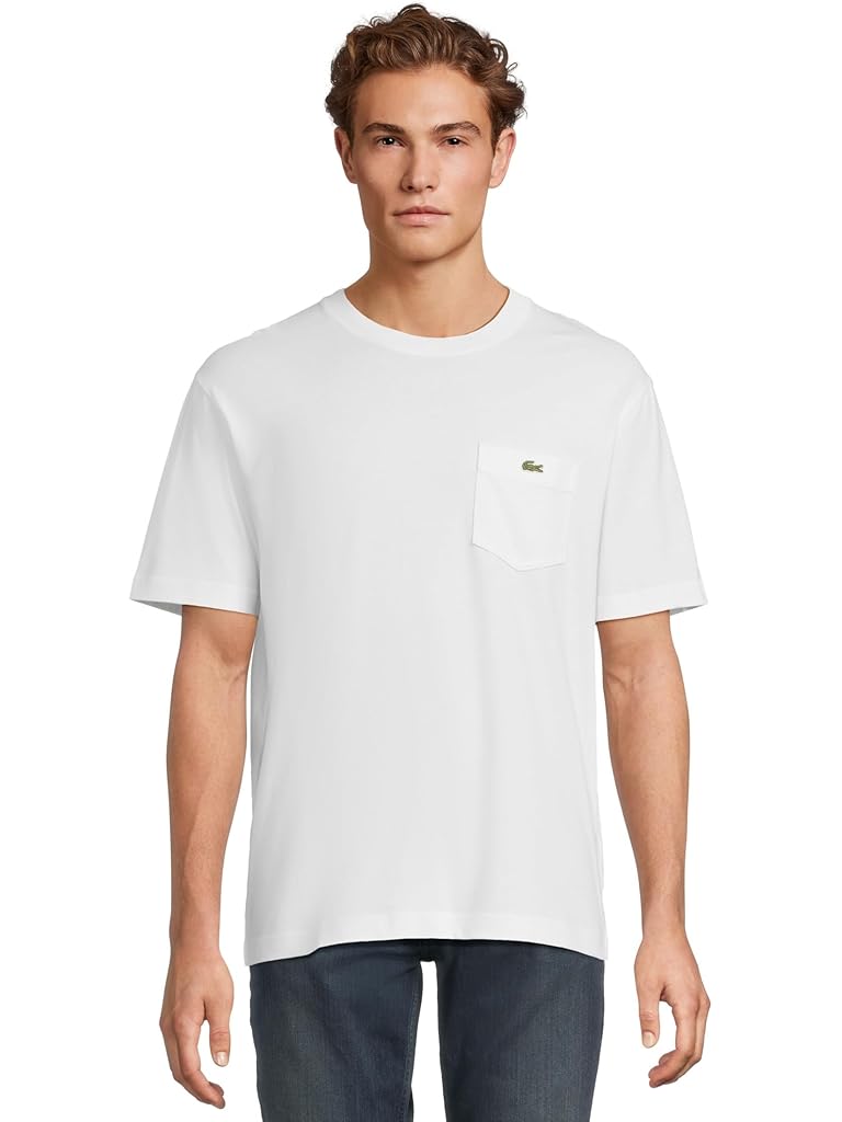 White Lacoste Cotton T-shirt With Breast Pocket