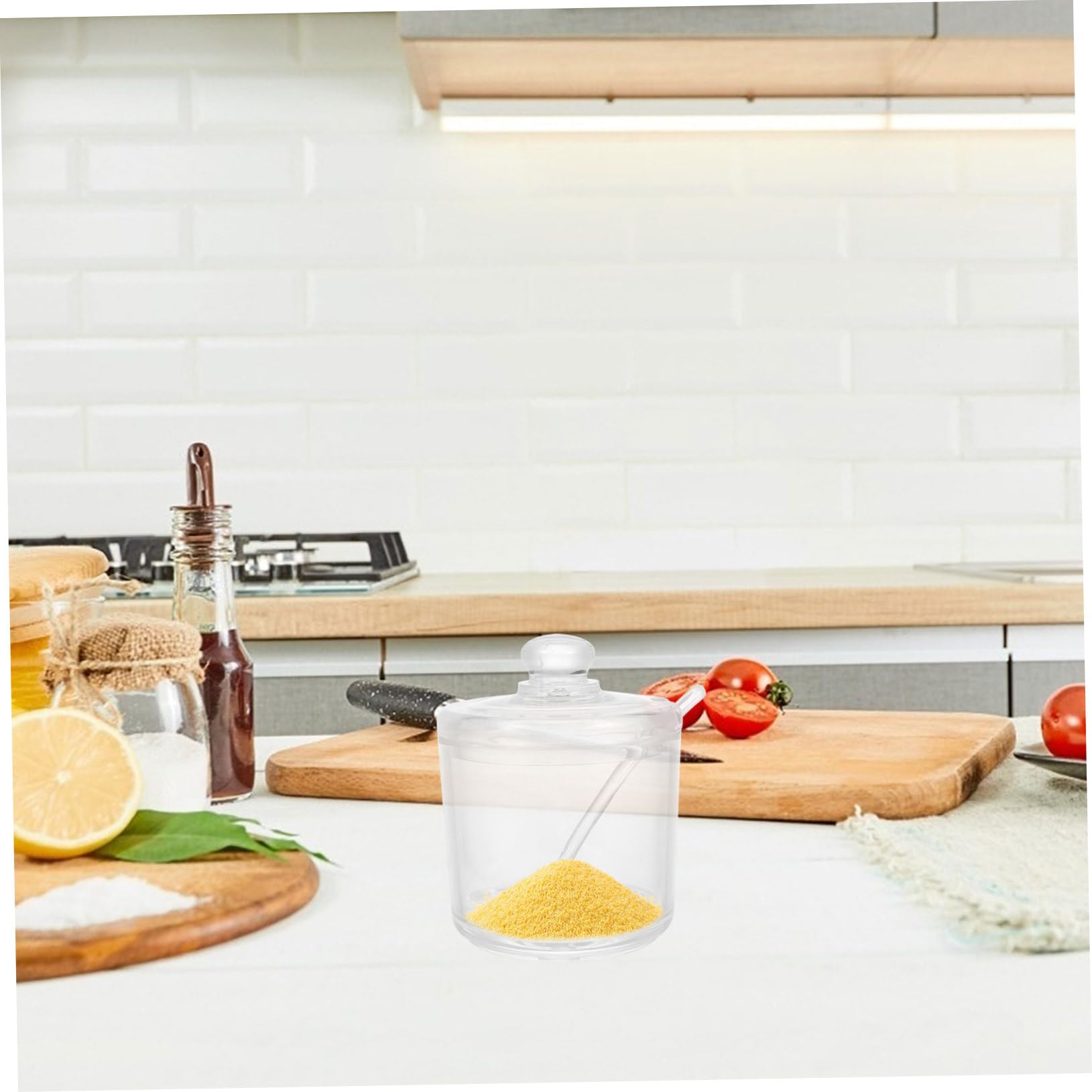 Garneck Elegant Acrylic Sugar Bowl Salt Container Set with Lids Perfect for Kitchen Countertop Display