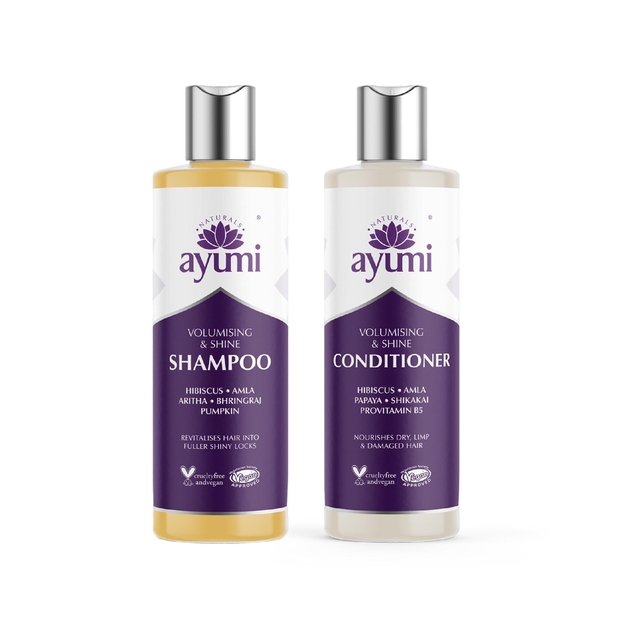 Ayumi Hair Volume + Shine Shampoo and Conditioner Sets, Violet, 250 ml (Pack of 2) Duo
