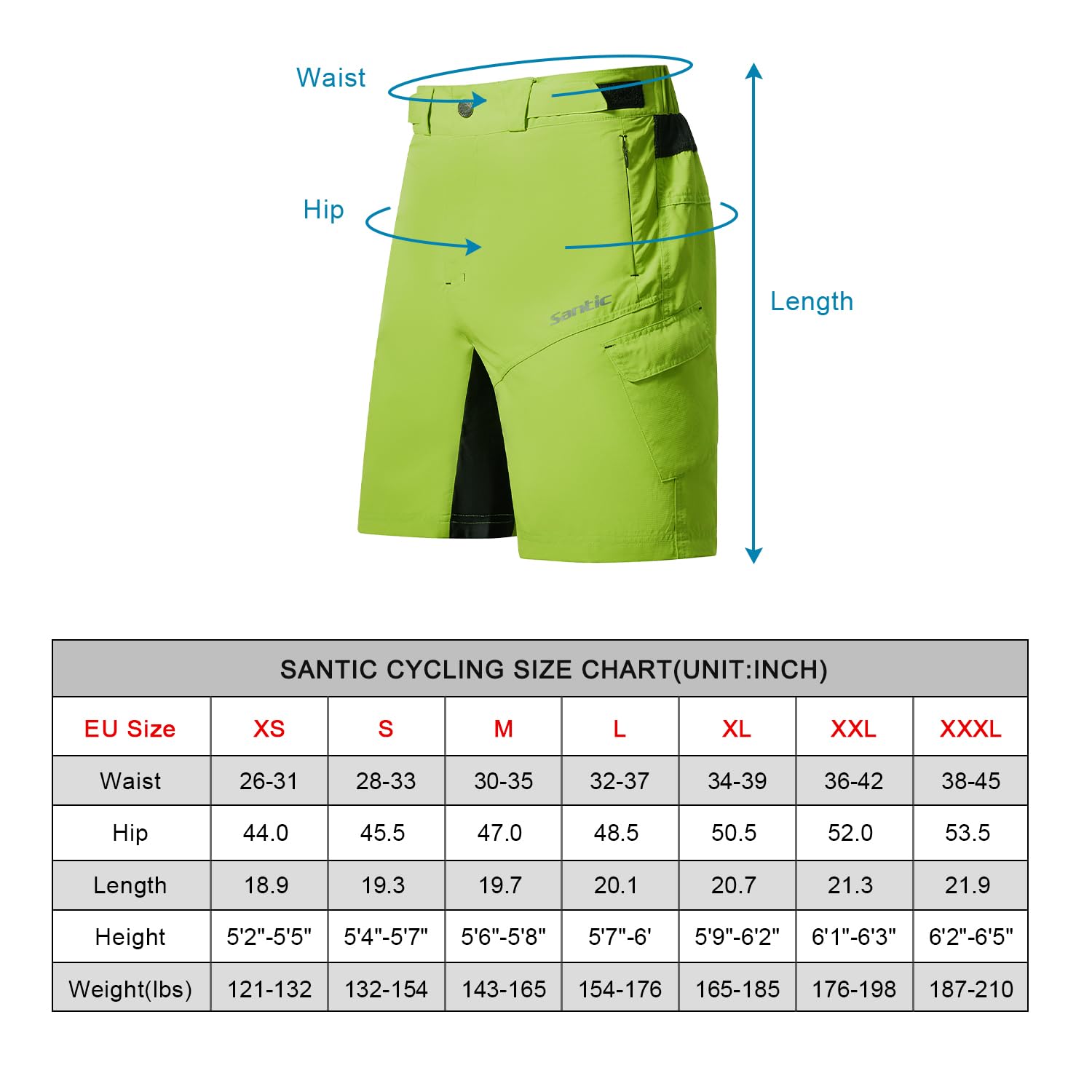 Santic Pantalones Cortos Hombre Pantalones Deportivos Casual Cortos Cargo Shorts