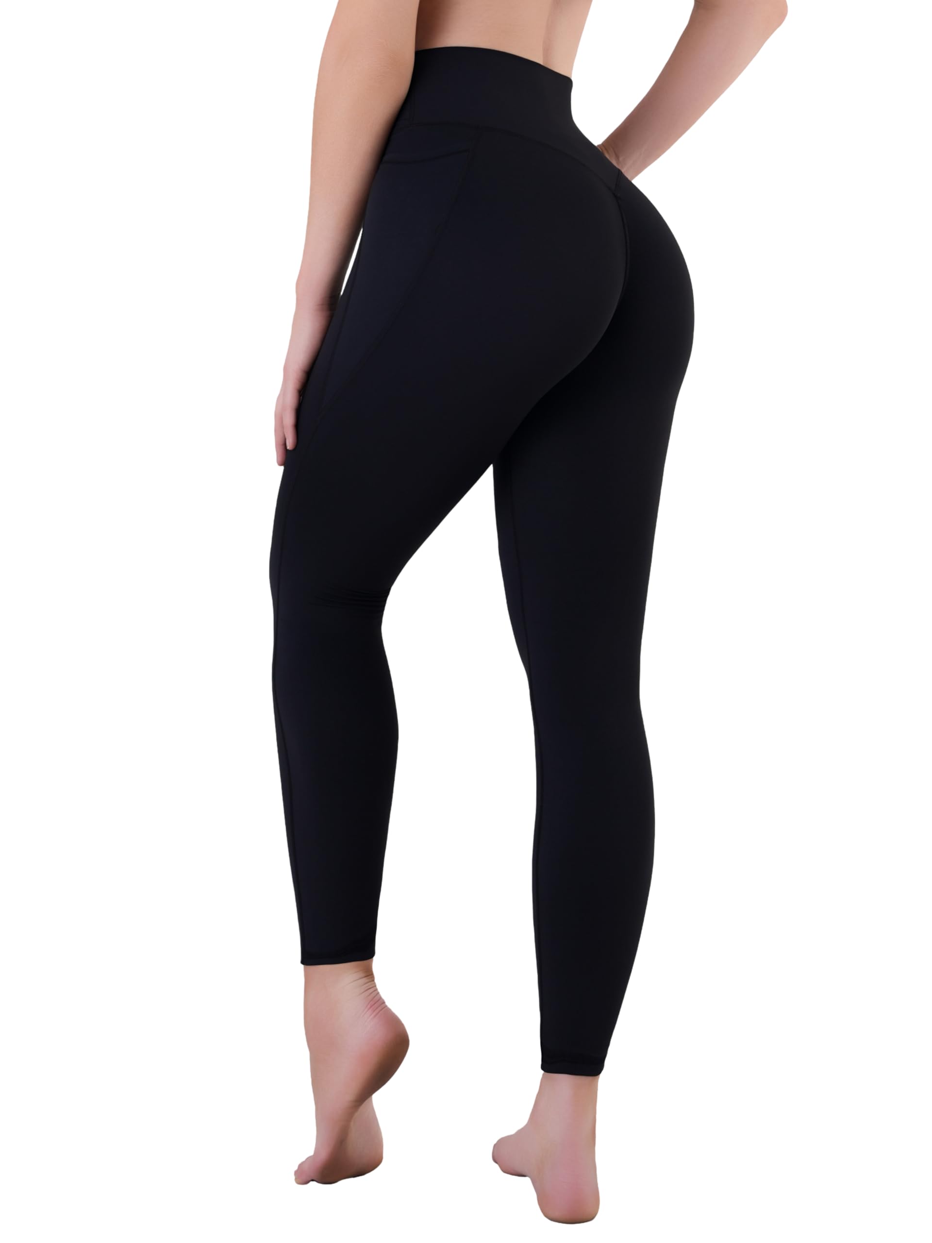 Sunzel Leggings sostenibili a vita alta per sollevamento del sedere con tasche per donne, senza cuciture frontali per il controllo della pancia, pantaloni da yoga per allenamento