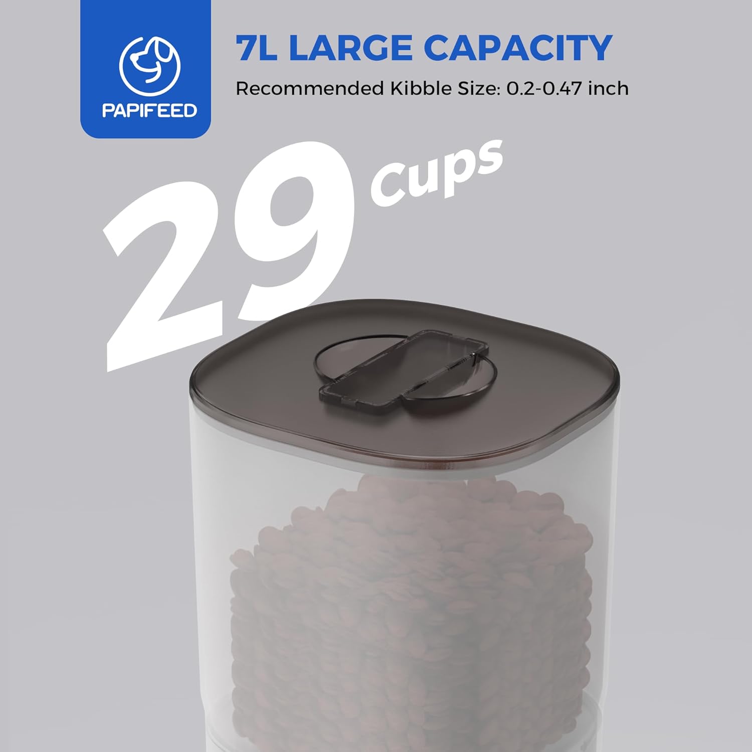 PAPIFEED Automatic Cat Feeder 2 Cats, 2.4G WiFi Cat Food Dispenser with App, 7L Timed Cat Feeder for Dry Food, 10 Meals/Day, 12 Portions/Meal, Smart Pet Feeder for Small Dog, White