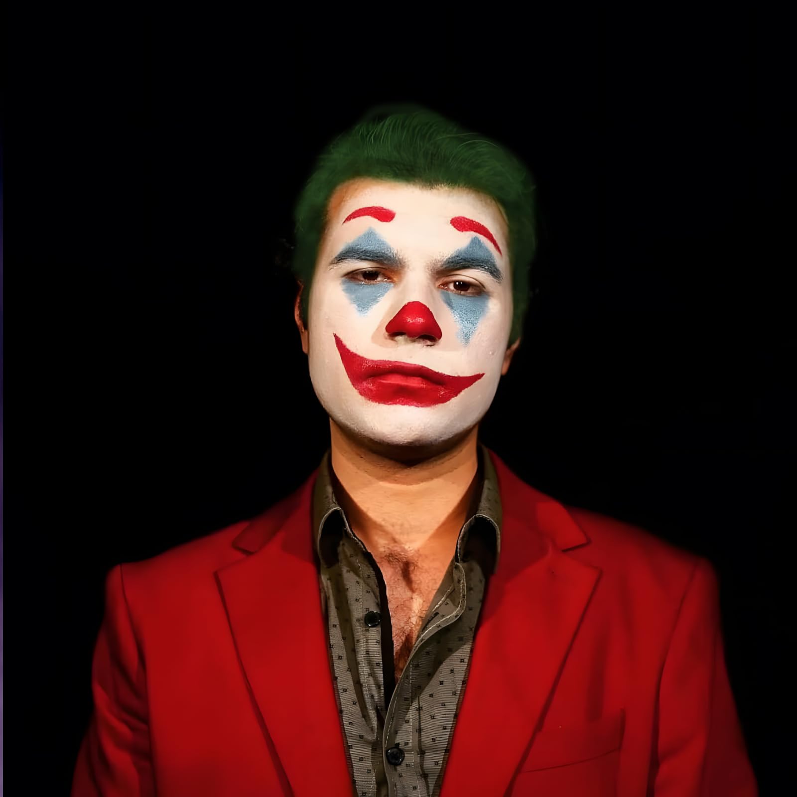 Kit de maquillaje de payaso Joker de Halloween, el kit de maquillaje Joker incluye pintura corporal a base de aceite blanco, rojo, negro y azul y 0.71 onzas de cera de color temporal verde para el 8