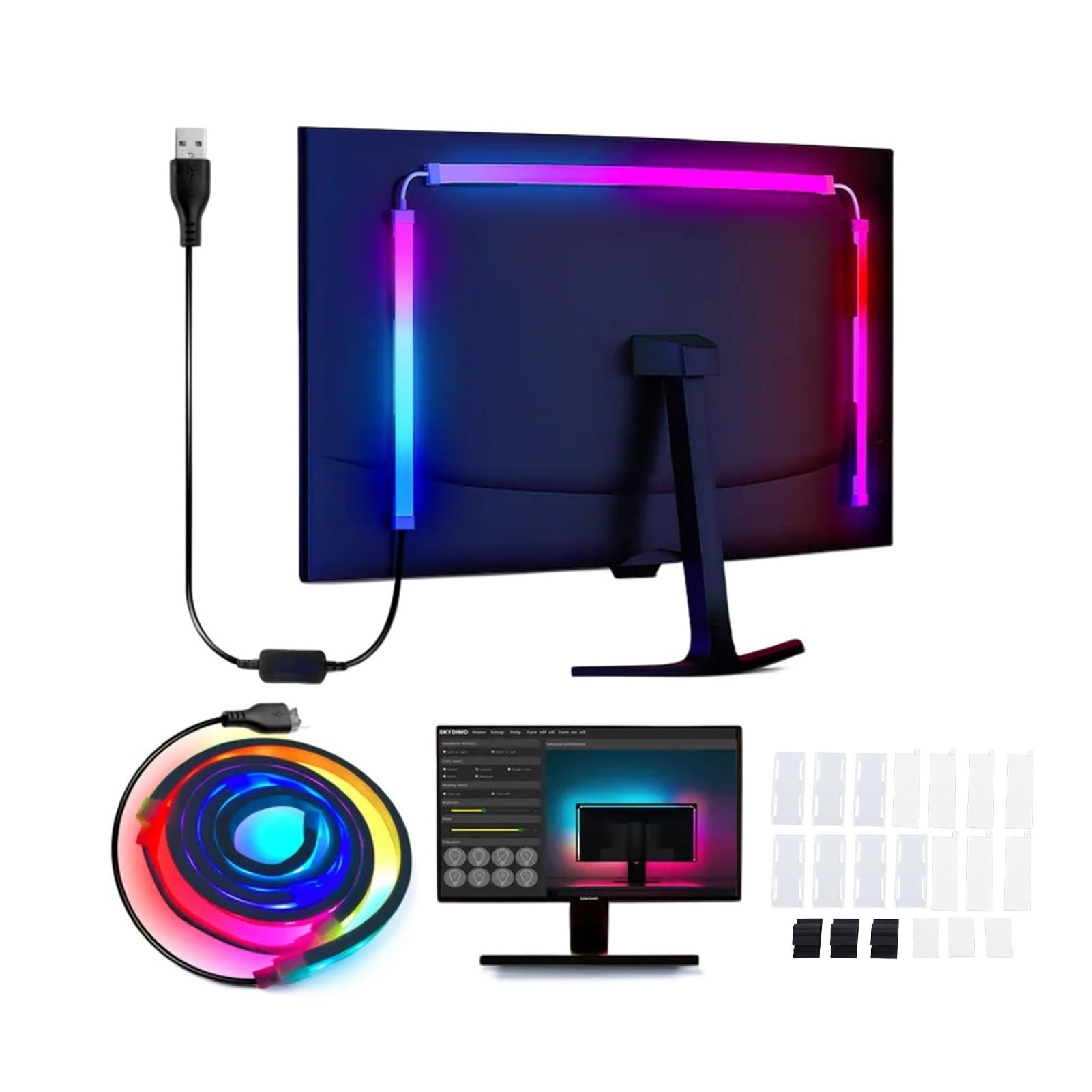 LICAEVEY RGB LED Strip Light Monitor Backlight Computer Display Screen Sync USB Powered Ambient Light Strip for 22-27 Inch Gaming PC Monitor