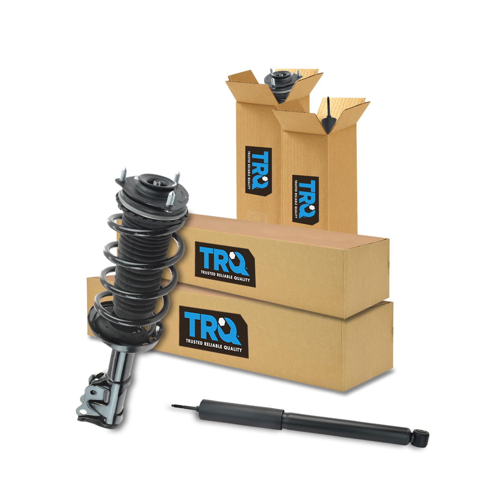 TRQ Front and Rear Complete Strut Assembly &amp; Shock Absorber Kit Complete Strut &amp; Coil Spring Assembly Compatible with 2006-2011 Honda Civic