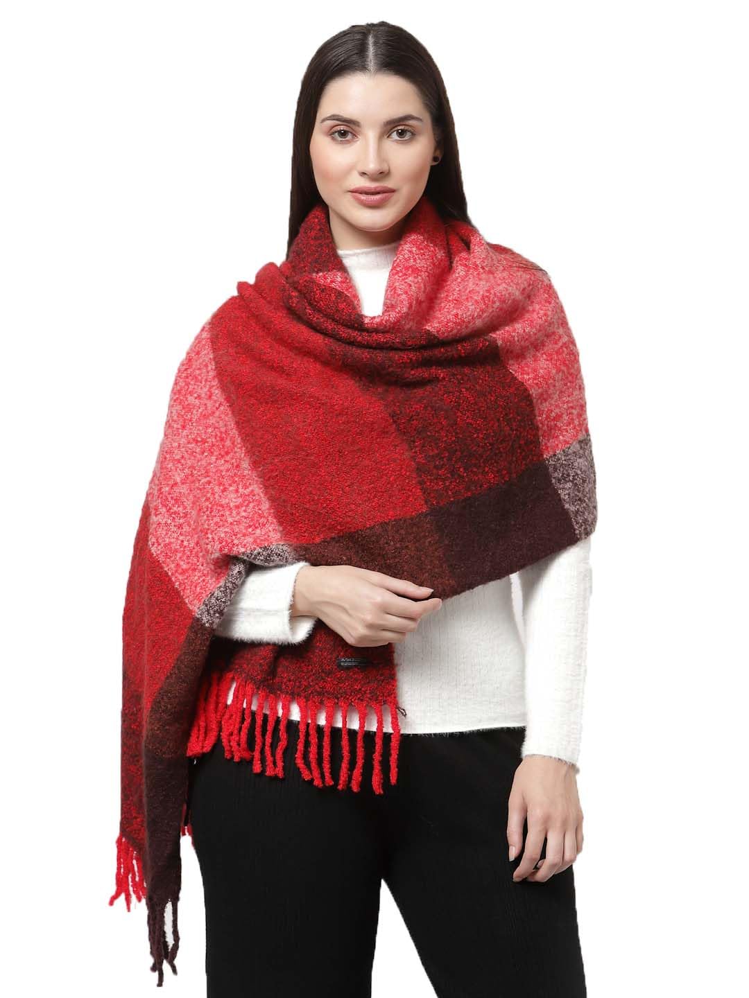513 Women Acrylic Fine Soft Color Blocked Tasselled Border Stole, Shawl, Scarf, Wrap-picture-18