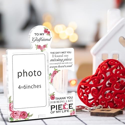 Miniatura 7 de Regalos románticos para novia, marco de fotos de 4 x 6 pulgadas, marco de fotos de rompecabezas floral, regalos para novia, cumpleaños, aniversario