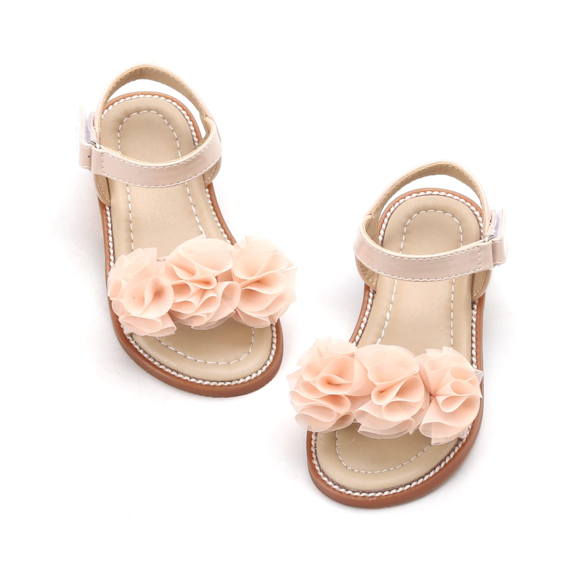 Felix & Flora Toddler Girls Sandals Soft Rubber Flats Summer Baby Flower Girl Shoes.