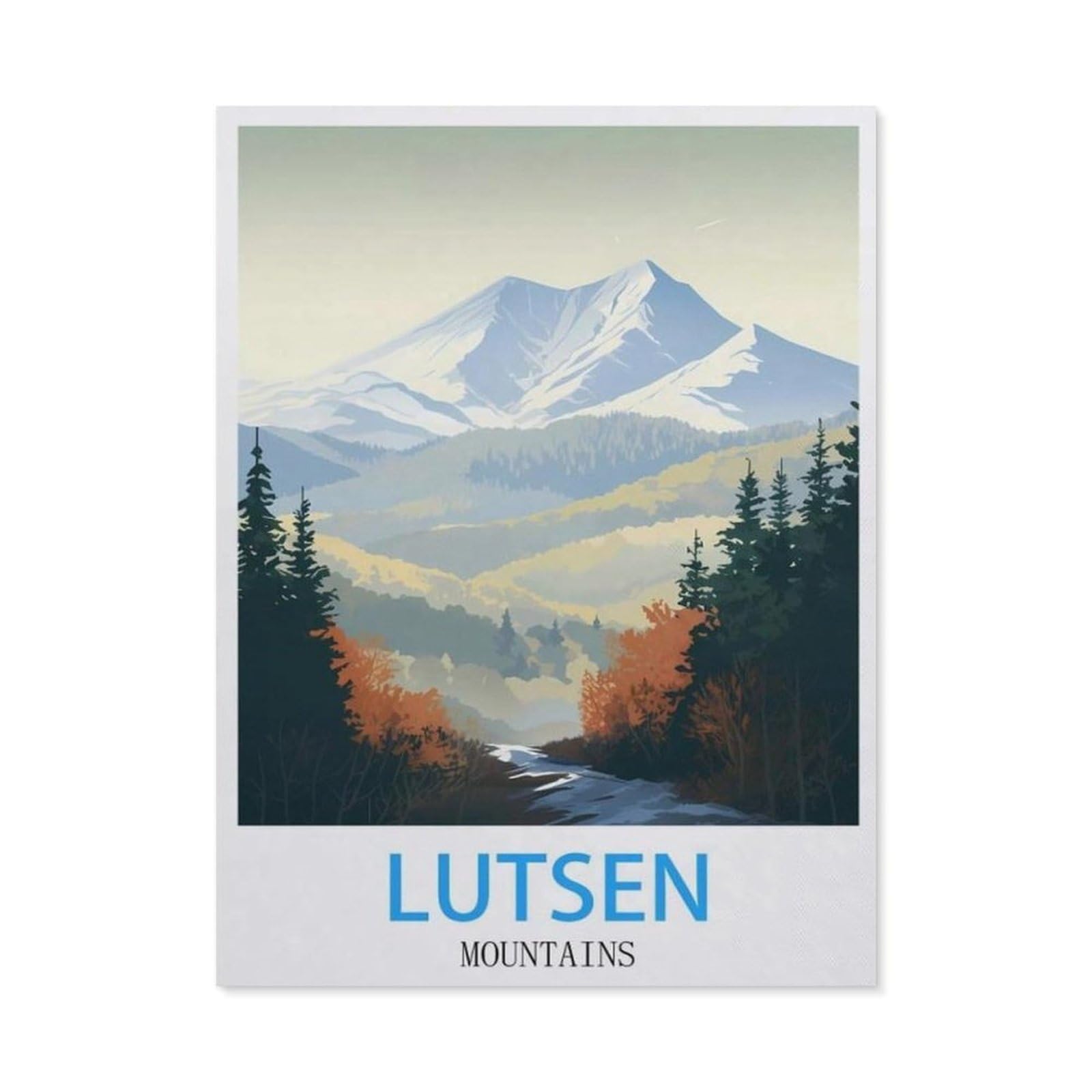 BEAYODKP DIY 5D Diamond Painting，Lutsen Mountains Vintage Travel Poster，Round Diamond, Used for Room Decoration（30 x 40 cm/11.81 x 15.74 inches）-BV99