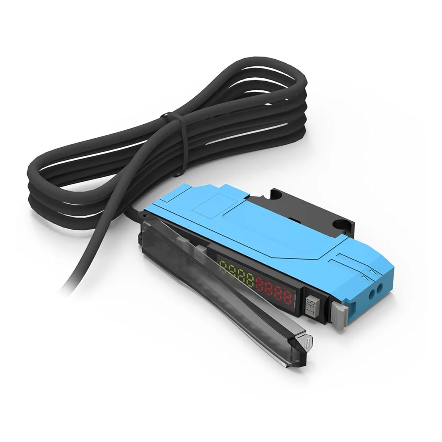 Fiber Optic Sensor Amplifier Analog 0-5V Voltage NPN PNP NO NC Dual Output 12-24V DC 4-Wire Optical Photoelectric Switch(DP10MN PNP)